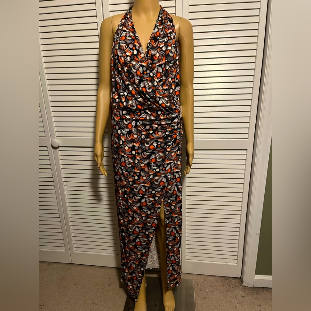 Cool Free People size S black print t back maxi dress women NWT